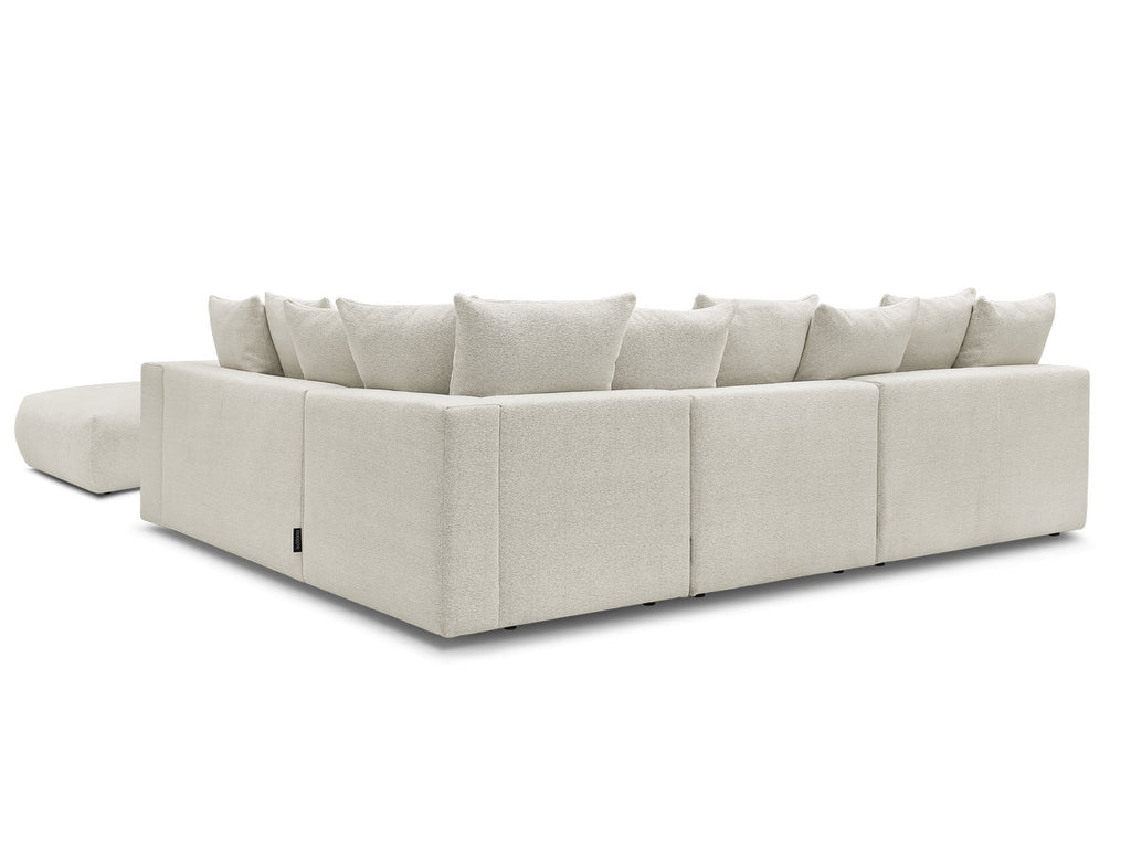Canapé d'angle fixe modulable VOLTAIRE avec 2 chauffeuses 2 places, 1 angle et 1 chauffeuse 1 place tissu chiné avec pou