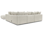 Canapé d'angle fixe modulable VOLTAIRE avec 2 chauffeuses 2 places, 1 angle et 1 chauffeuse 1 place tissu chiné avec pou