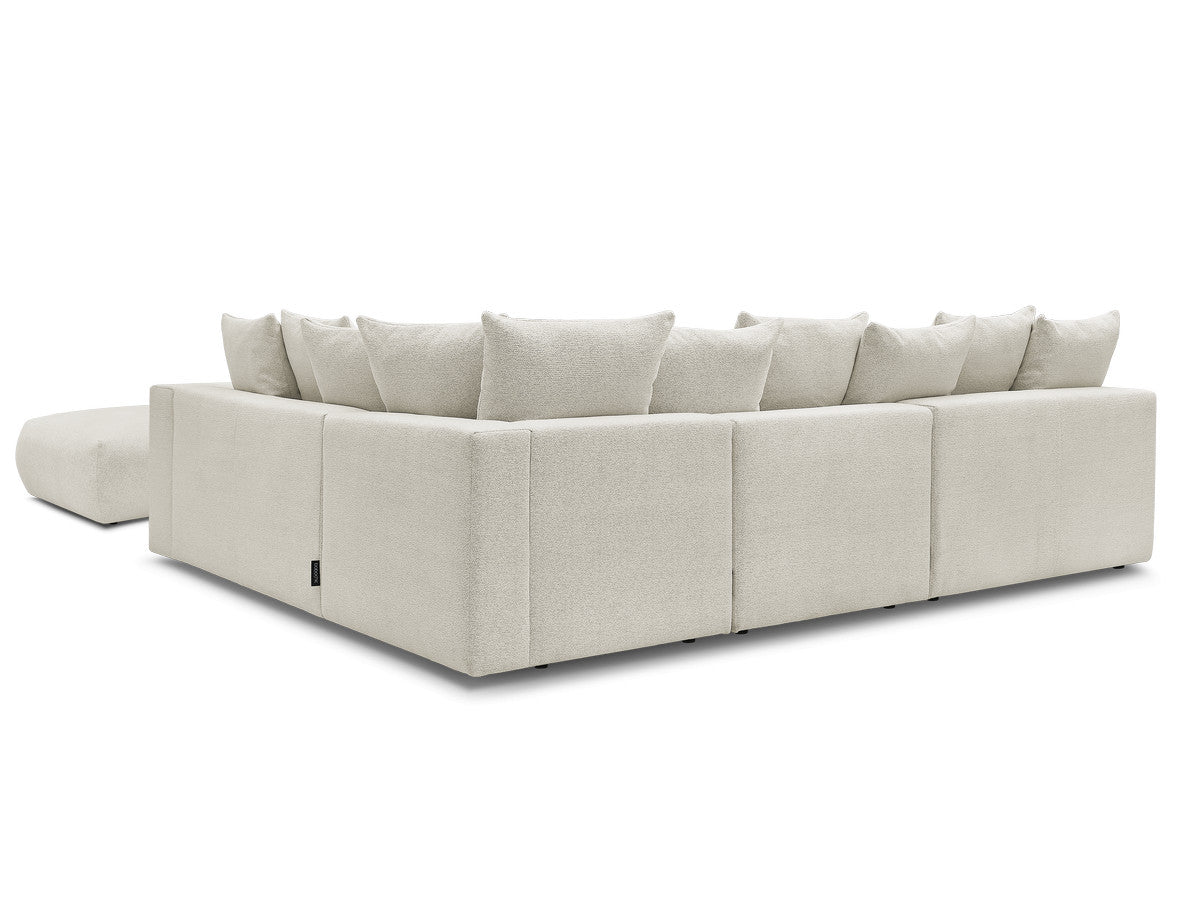 Canapé d'angle fixe modulable VOLTAIRE avec 2 chauffeuses 2 places, 1 angle et 1 chauffeuse 1 place tissu chiné avec pou