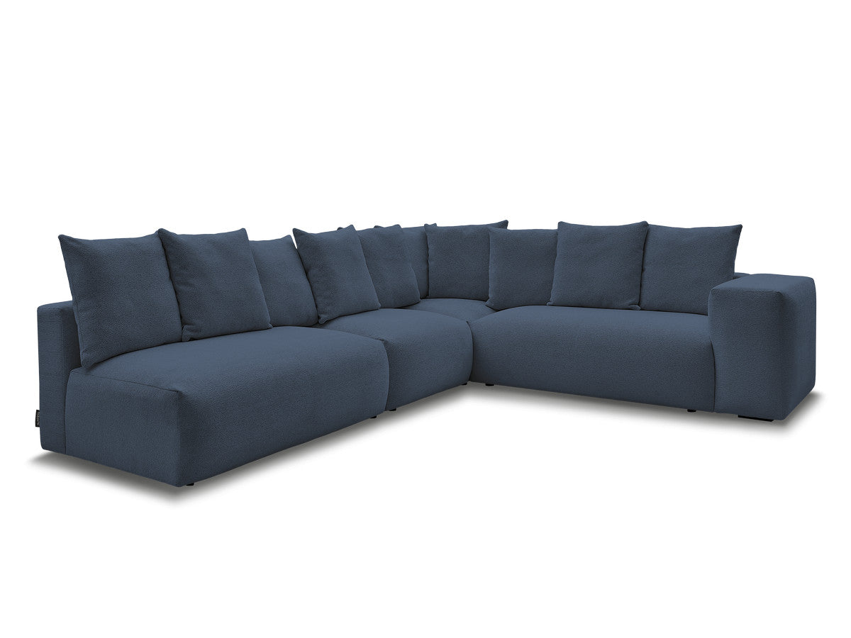 Canapé d'angle fixe modulable VOLTAIRE avec 2 chauffeuses 2 places, 1 angle et 1 chauffeuse 1 place tissu chiné