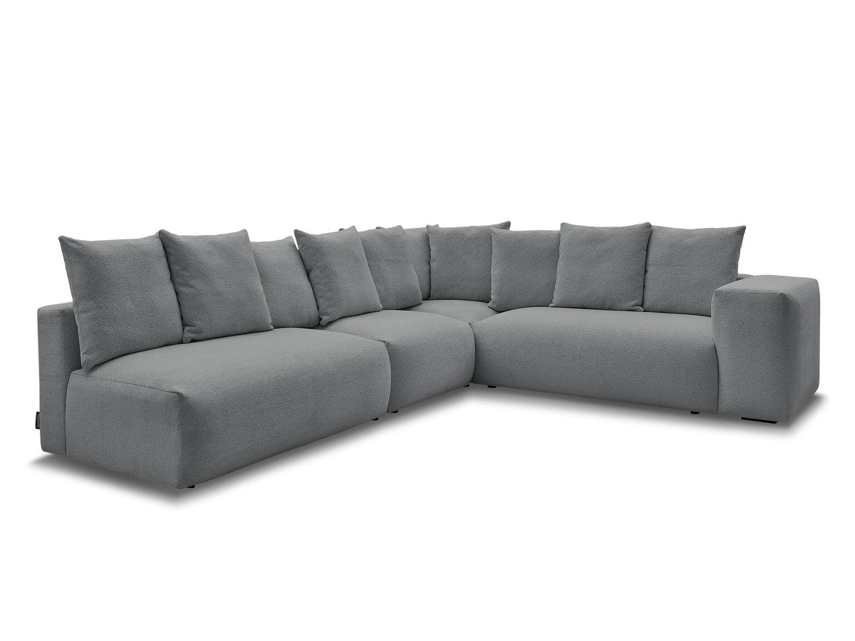 Canapé d'angle fixe modulable VOLTAIRE avec 2 chauffeuses 2 places, 1 angle et 1 chauffeuse 1 place tissu chiné