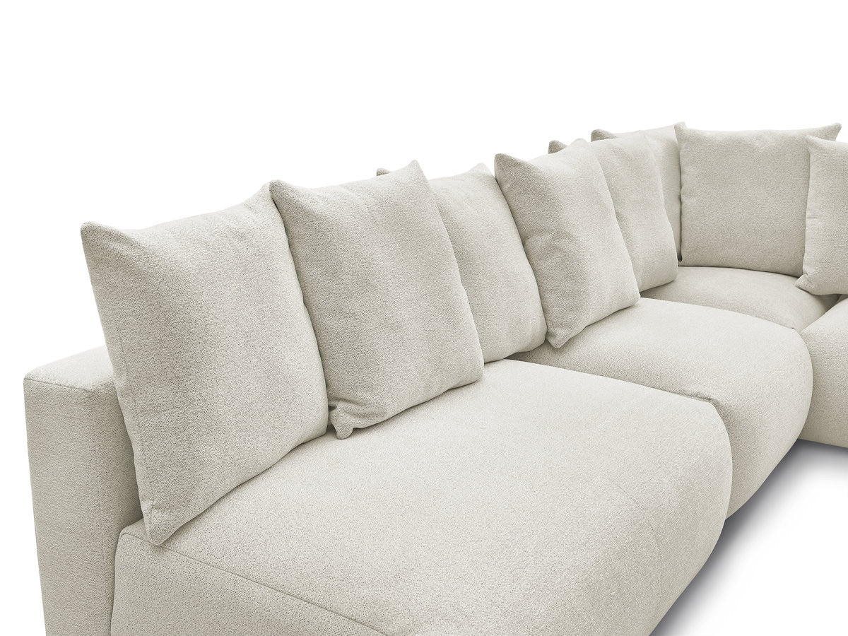 Canapé d'angle fixe modulable VOLTAIRE avec 2 chauffeuses 2 places, 1 angle et 1 chauffeuse 1 place tissu chiné
