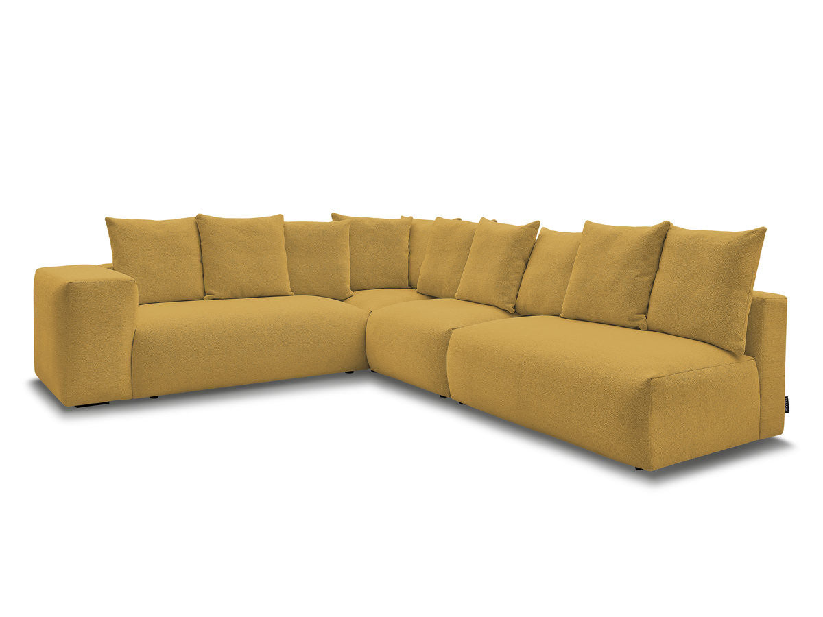 Canapé d'angle fixe modulable VOLTAIRE avec 2 chauffeuses 2 places, 1 angle et 1 chauffeuse 1 place tissu chiné