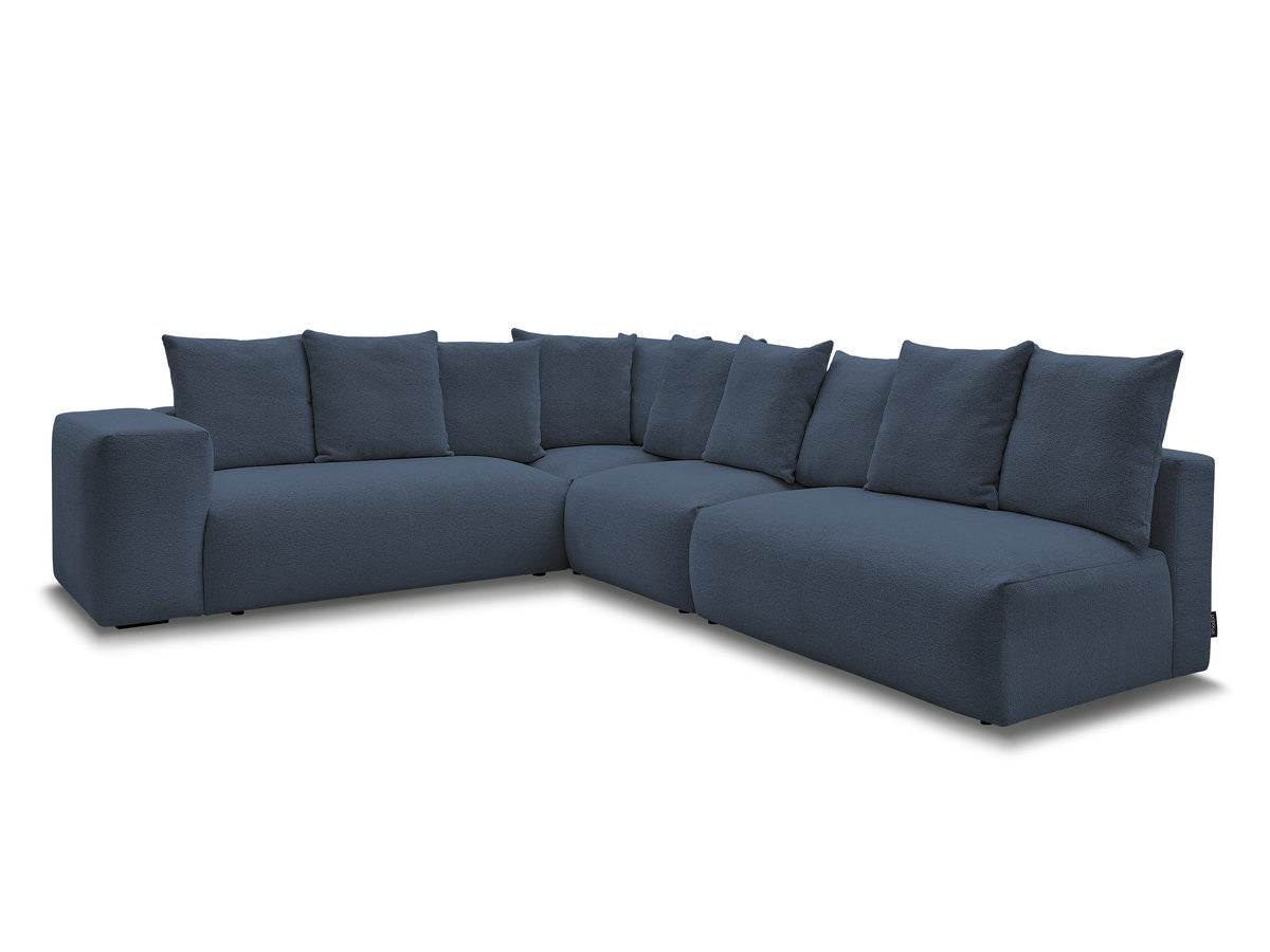 Canapé d'angle fixe modulable VOLTAIRE avec 2 chauffeuses 2 places, 1 angle et 1 chauffeuse 1 place tissu chiné