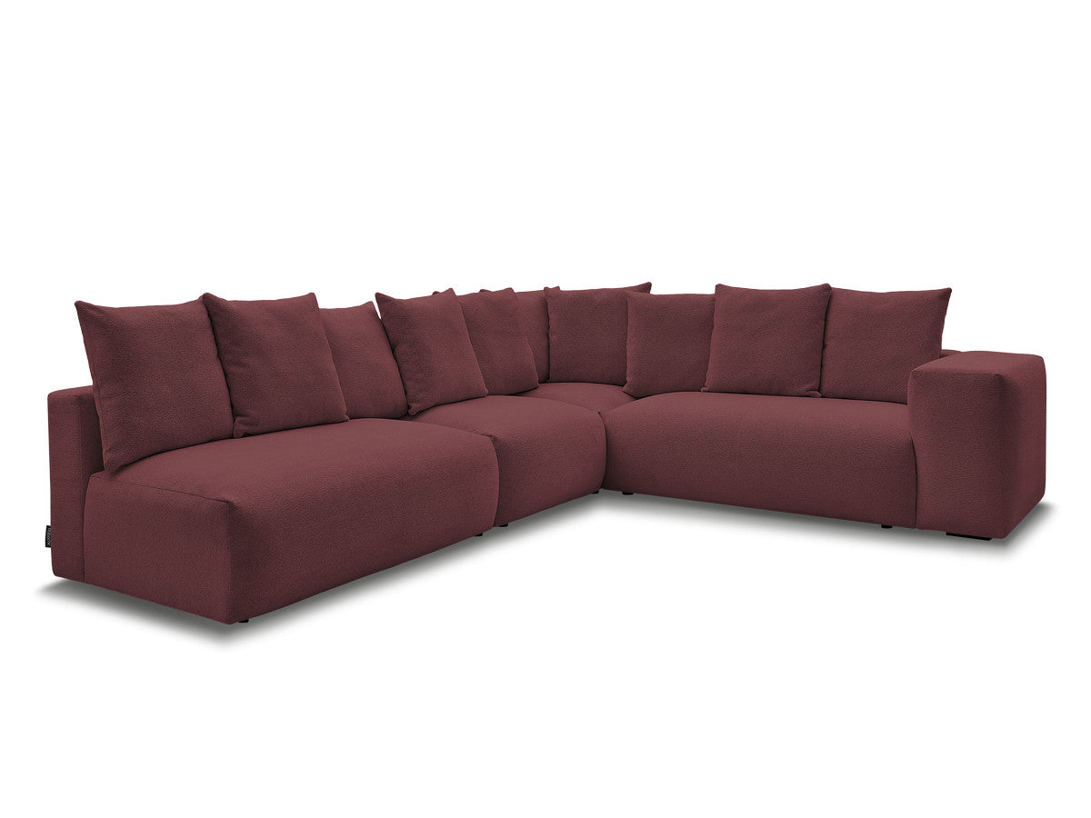 Canapé d'angle fixe modulable VOLTAIRE avec 2 chauffeuses 2 places, 1 angle et 1 chauffeuse 1 place tissu chiné