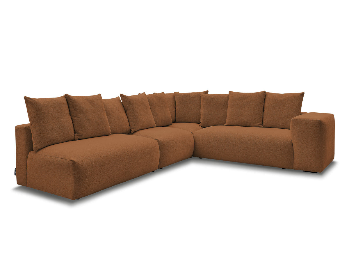 Canapé d'angle fixe modulable VOLTAIRE avec 2 chauffeuses 2 places, 1 angle et 1 chauffeuse 1 place tissu chiné