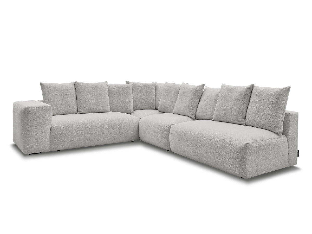 Canapé d'angle fixe modulable VOLTAIRE avec 2 chauffeuses 2 places, 1 angle et 1 chauffeuse 1 place tissu chiné