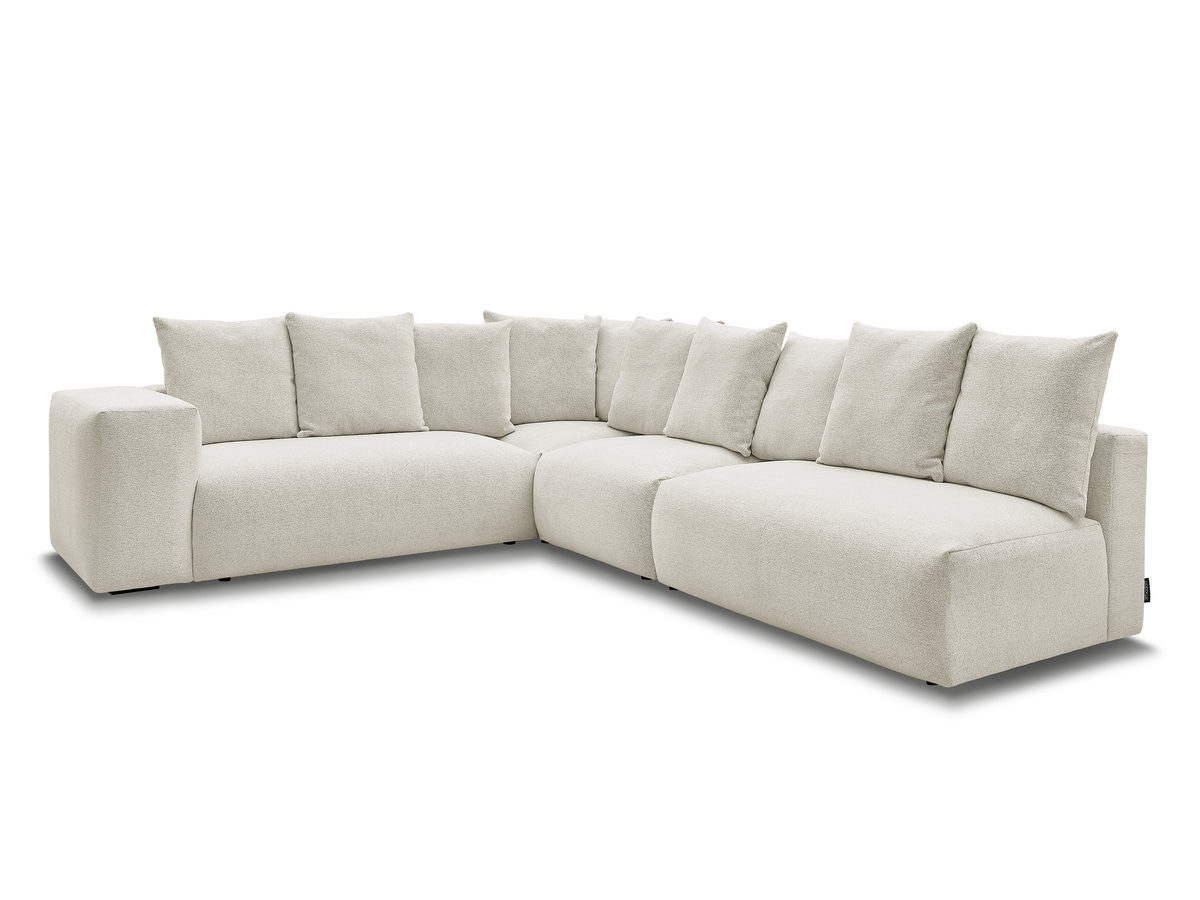 Canapé d'angle fixe modulable VOLTAIRE avec 2 chauffeuses 2 places, 1 angle et 1 chauffeuse 1 place tissu chiné