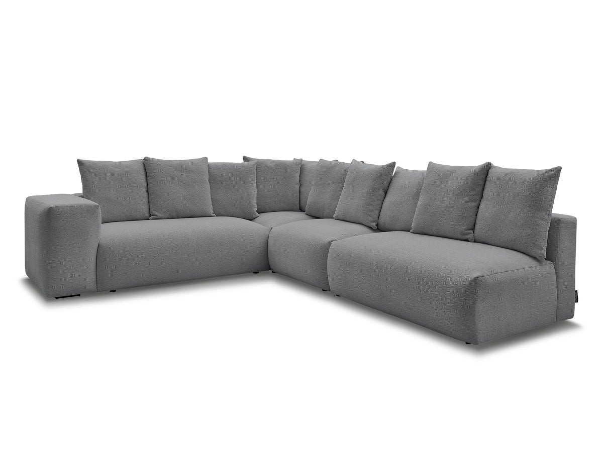 Canapé d'angle fixe modulable VOLTAIRE avec 2 chauffeuses 2 places, 1 angle et 1 chauffeuse 1 place tissu chiné