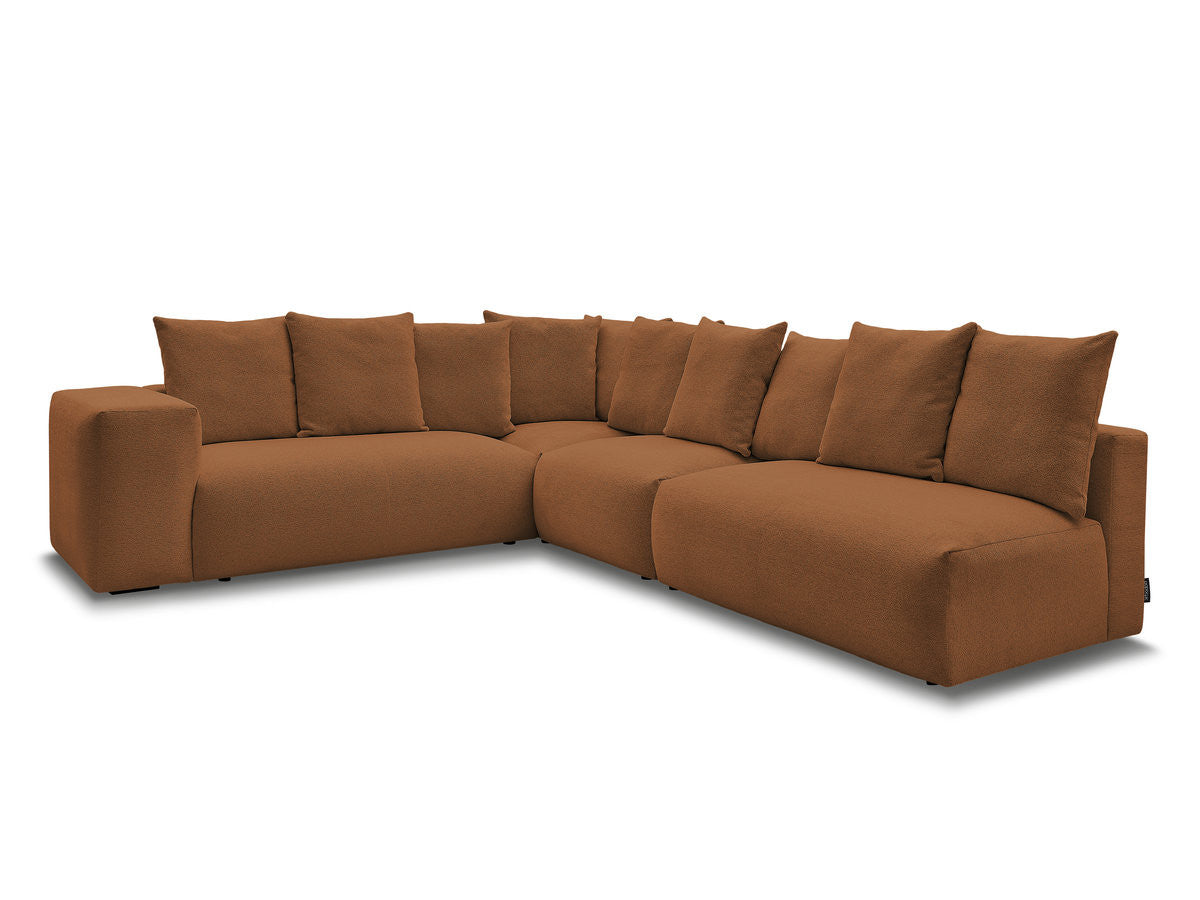 Canapé d'angle fixe modulable VOLTAIRE avec 2 chauffeuses 2 places, 1 angle et 1 chauffeuse 1 place tissu chiné