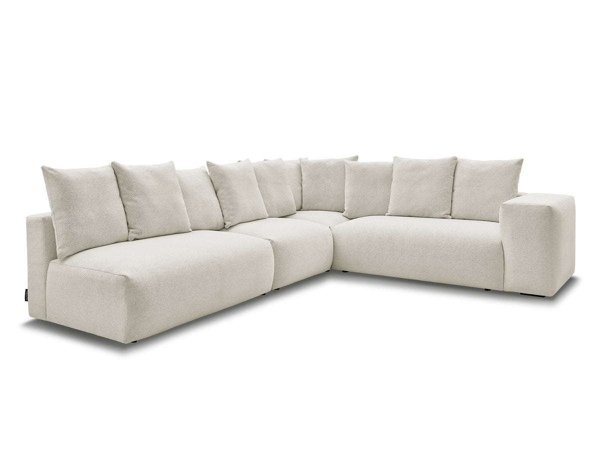 Canapé d'angle fixe modulable VOLTAIRE avec 2 chauffeuses 2 places, 1 angle et 1 chauffeuse 1 place tissu chiné