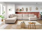 Canapé d'angle fixe modulable XL NIHAD tissu velours côtelé avec pouf