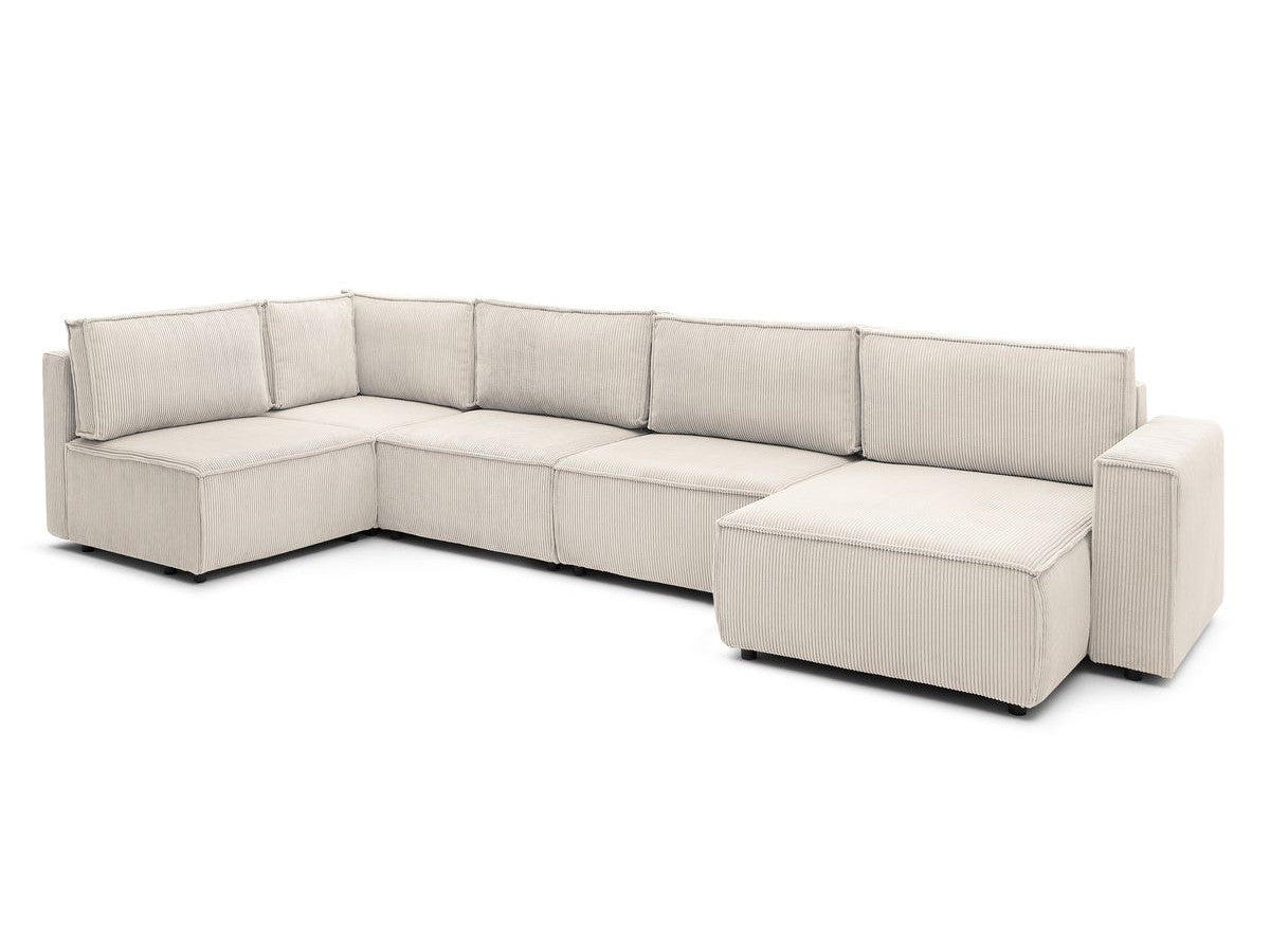 Canapé d'angle fixe modulable XL NIHAD tissu velours côtelé