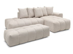 Canapé d'angle fixe MONT-BLANC tissu avec pouf