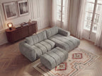 Canapé d'angle fixe NESTY tissu chiné avec pouf