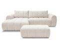 Canapé d'angle fixe NESTY tissu chiné avec pouf