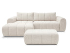 Canapé d'angle fixe NESTY tissu chiné avec pouf