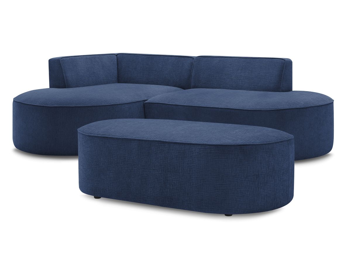 Canapé d'angle fixe ROUSSEAU tissu texturé avec pouf