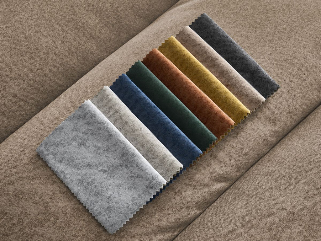 Canapé d'angle fixe SIERRA velours avec pouf
