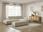 Canapé d'angle fixe SIRIUS tissu texturé avec grand pouf
