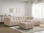 Canapé d'angle fixe TALIA tissu chiné avec pouf