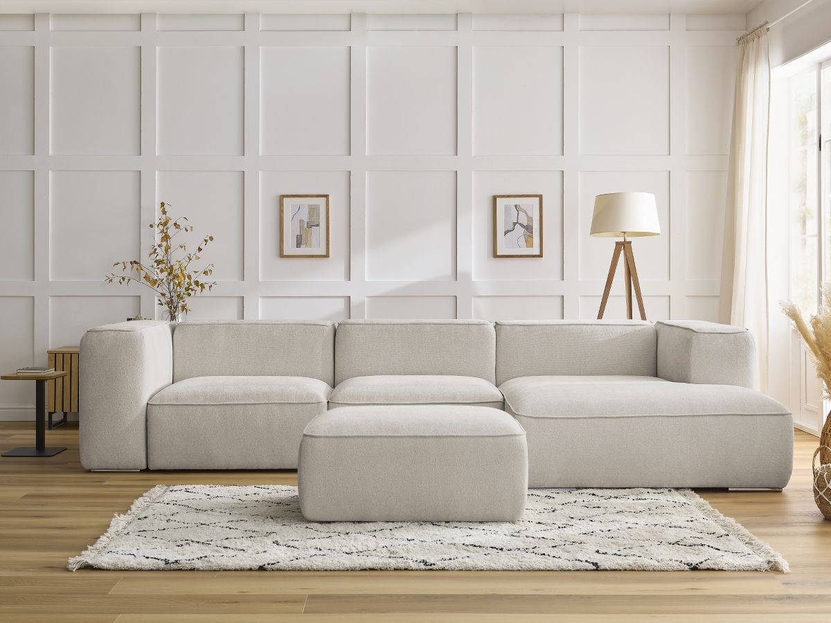 Canapé d'angle fixe ZEPHYR avec pouf