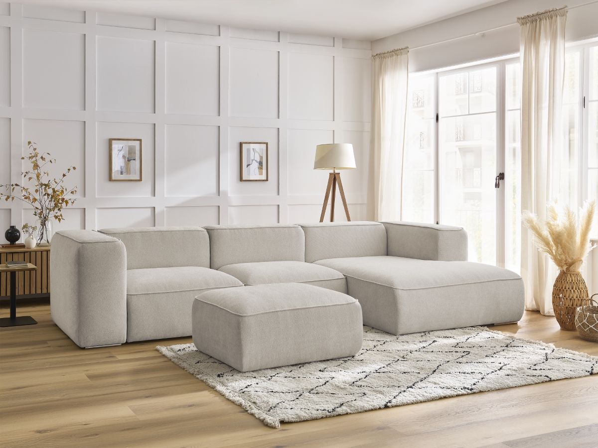 Canapé d'angle fixe ZEPHYR avec pouf