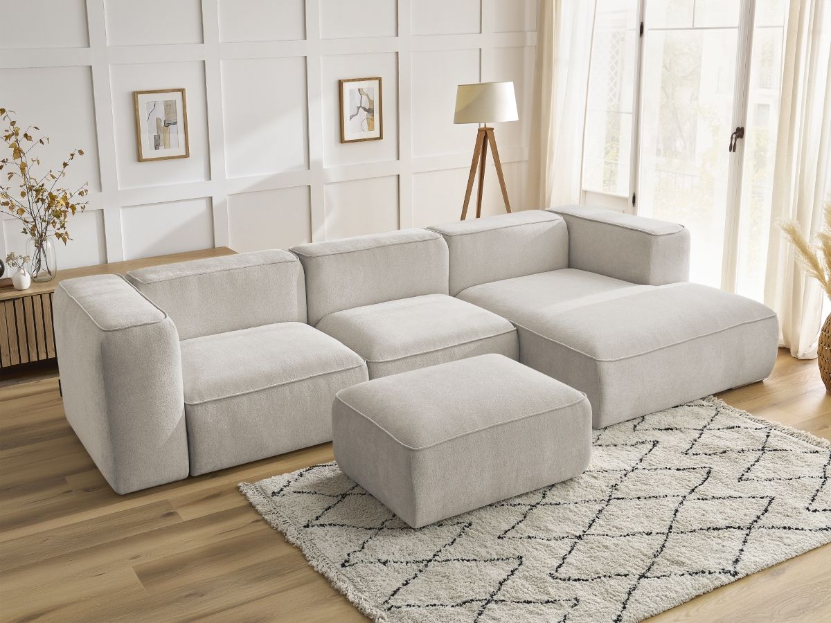 Canapé d'angle fixe ZEPHYR avec pouf