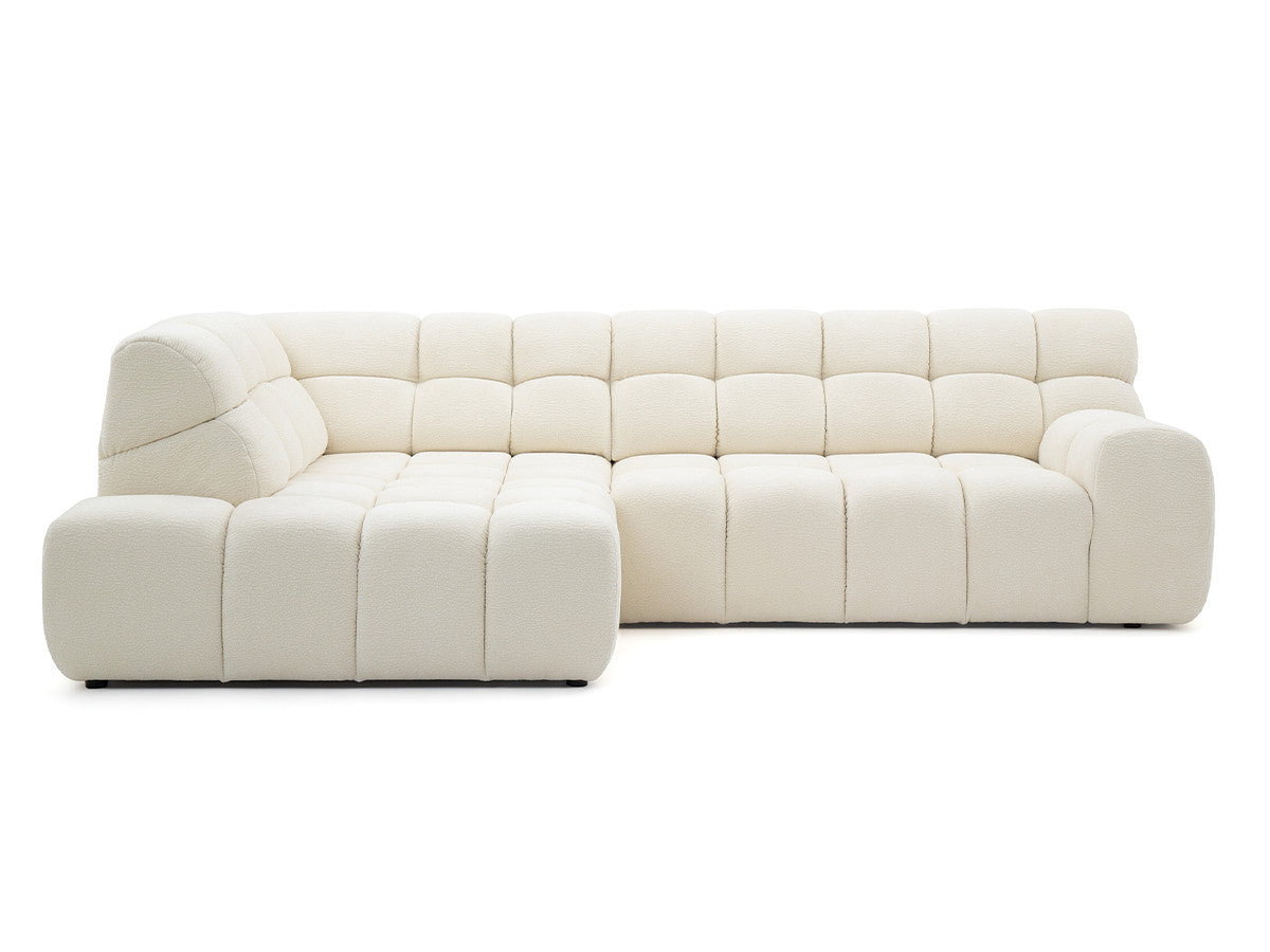 Canapé d'angle L convertible avance-recule électrique ANDRE tissu texturé