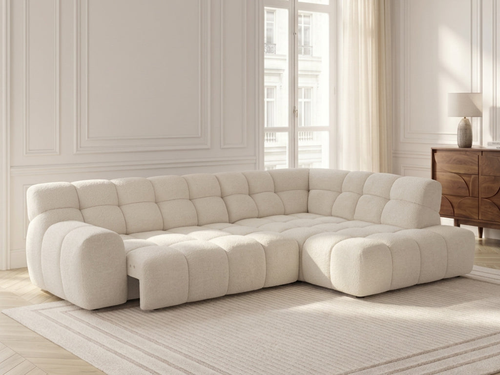Canapé d'angle L convertible avance-recule électrique ANDRE tissu texturé