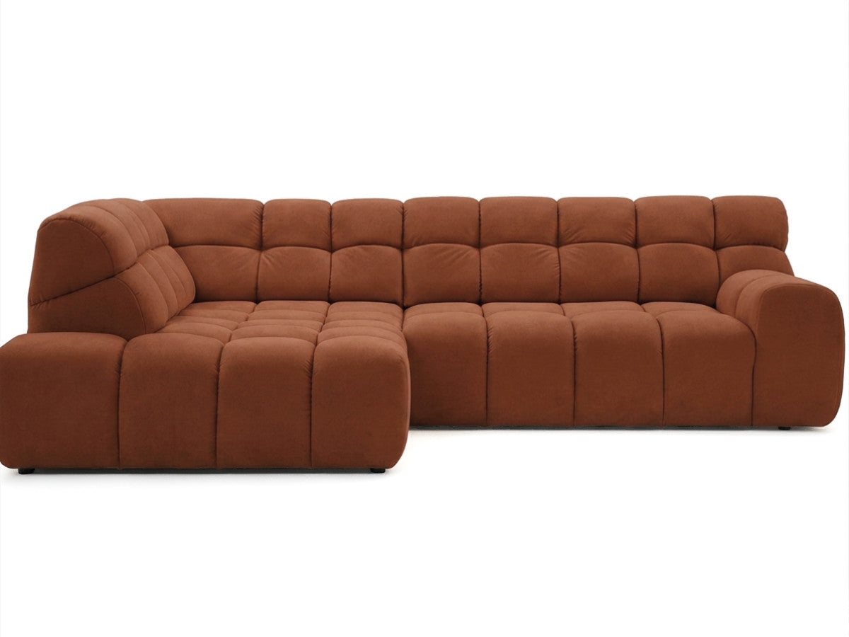 Canapé d'angle L convertible avance-recule électrique ANDRE tissu texturé