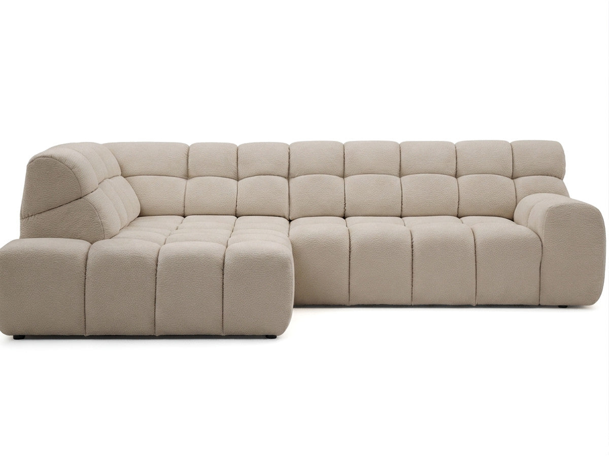 Canapé d'angle L convertible avance-recule électrique ANDRE tissu texturé