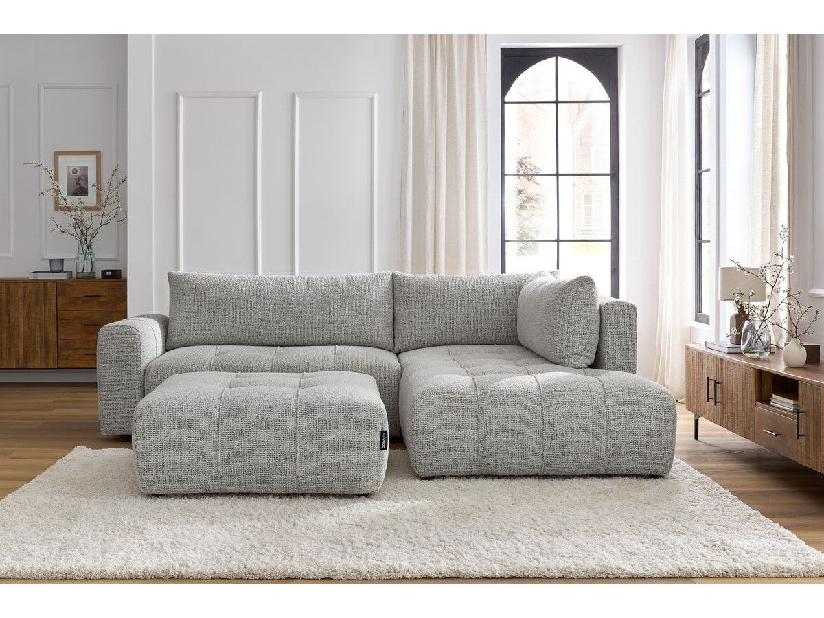 Canapé d'angle L convertible coffre ARSENE avec pouf