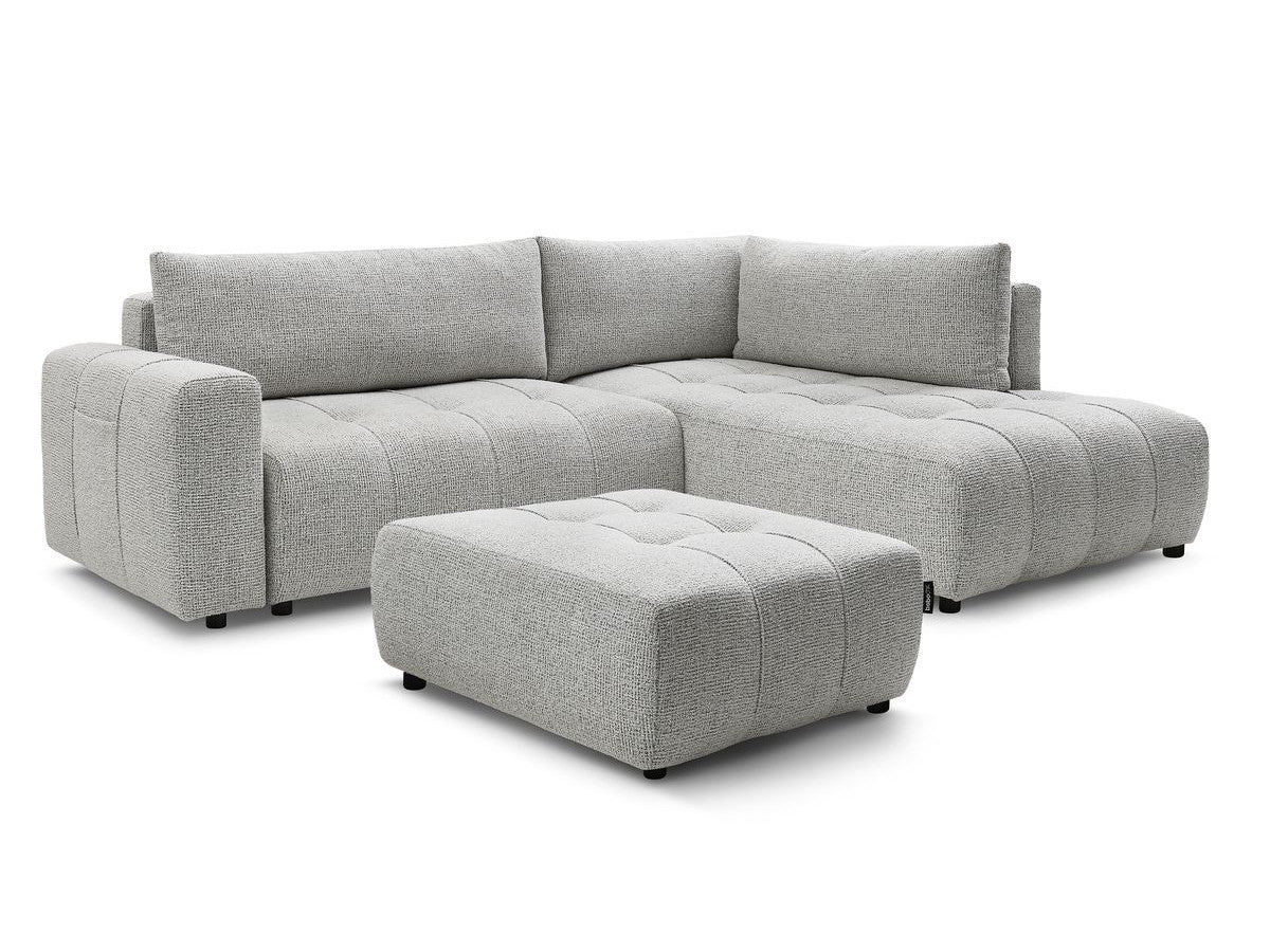 Canapé d'angle L convertible coffre ARSENE avec pouf