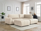 Canapé d'angle L convertible coffre ARSENE tissu velours avec pouf