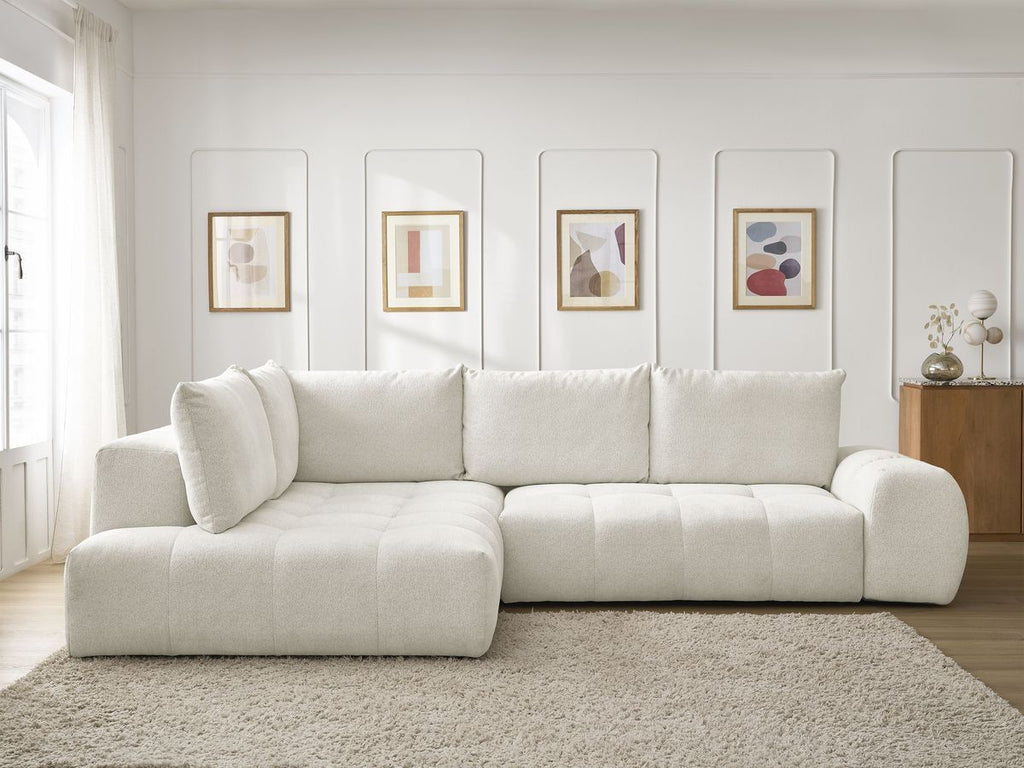 Canapé d'angle L convertible coffre EVEREST tissu chiné
