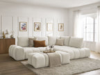 Canapé d'angle L convertible coffre EVEREST tissu texturé avec pouf