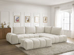 Canapé d'angle L convertible coffre EVEREST tissu texturé avec pouf