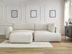Canapé d'angle L convertible coffre LUCIEN gros côtelé doux avec pouf