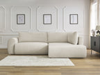 Canapé d'angle L convertible coffre LUCIEN tissu lisse