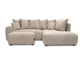 Canapé d'angle L convertible coffre ROXELANE tissu bouclette avec pouf