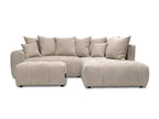 Canapé d'angle L convertible coffre ROXELANE tissu bouclette avec pouf