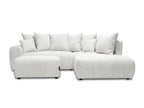 Canapé d'angle L convertible coffre ROXELANE tissu bouclette avec pouf