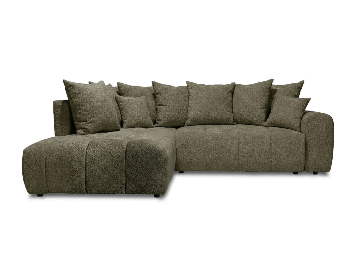 Canapé d'angle L convertible coffre ROXELANE tissu bouclette