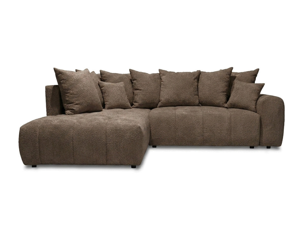 Canapé d'angle L convertible coffre ROXELANE tissu bouclette