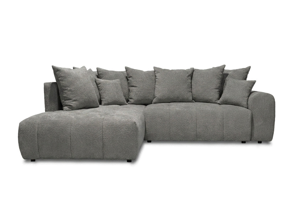 Canapé d'angle L convertible coffre ROXELANE tissu bouclette