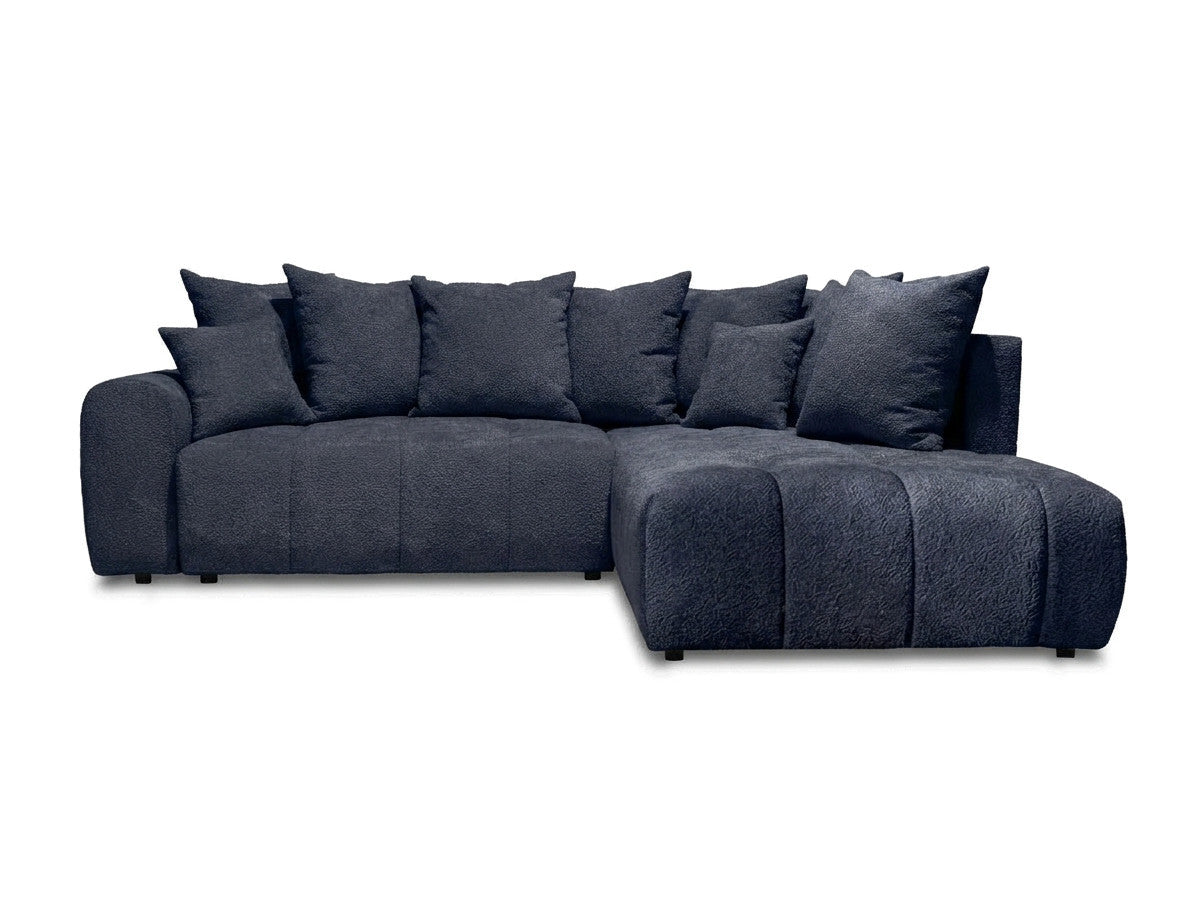 Canapé d'angle L convertible coffre ROXELANE tissu bouclette
