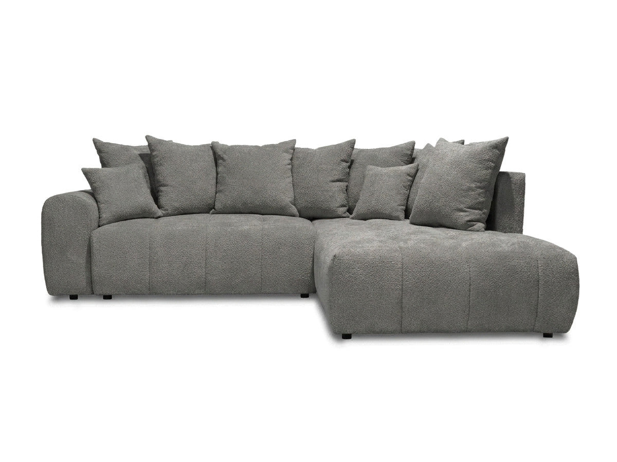 Canapé d'angle L convertible coffre ROXELANE tissu bouclette