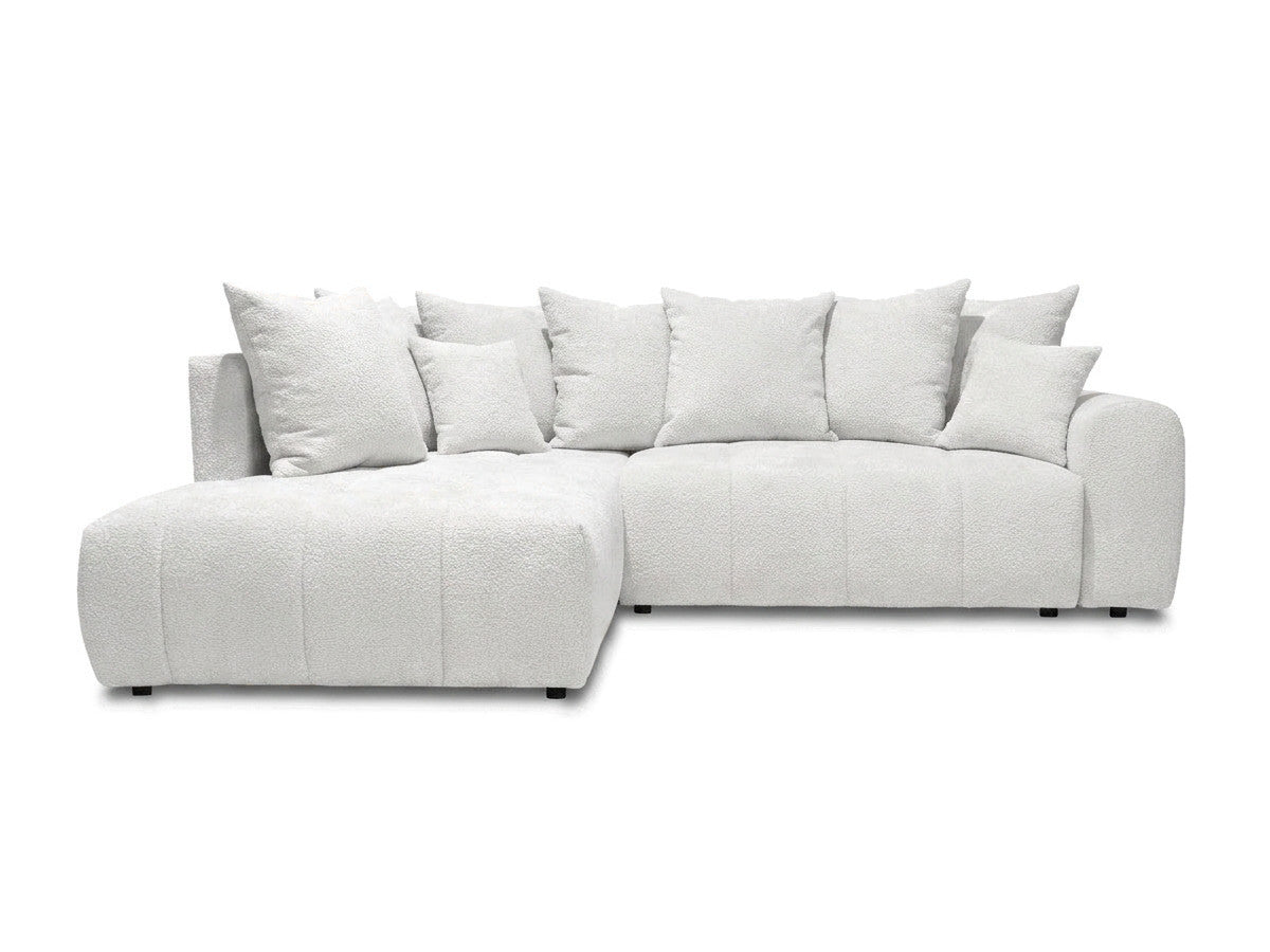Canapé d'angle L convertible coffre ROXELANE tissu bouclette