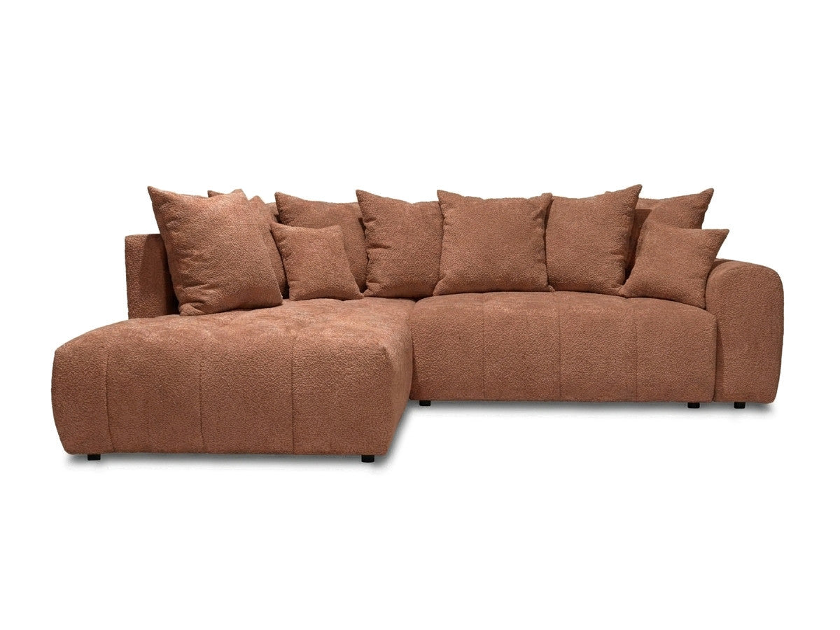 Canapé d'angle L convertible coffre ROXELANE tissu bouclette